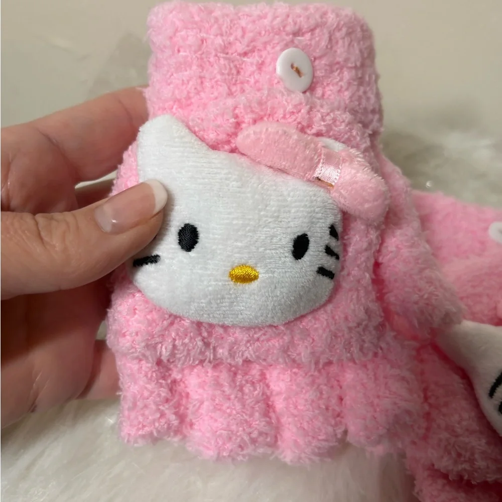{NEW} Hello Kitty Filp-top Gloves Mittens Pink One Size